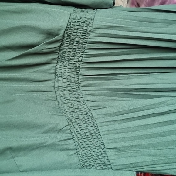 Pine Green Pleated Dress - Picture 2 of 3